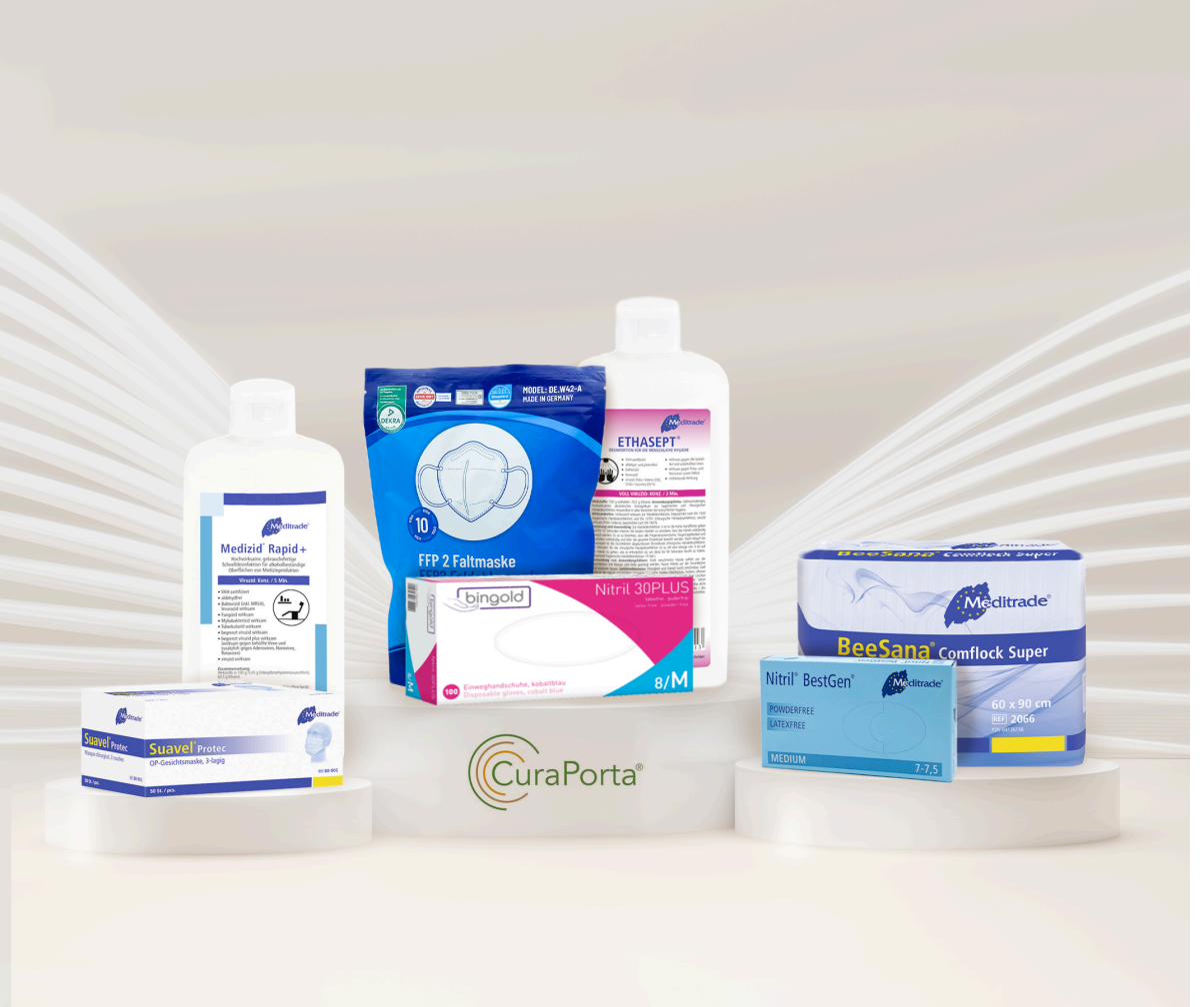 Die CuraPorta Pflegebox mit hochwertigen Markenprodukten für die häusliche Pflege